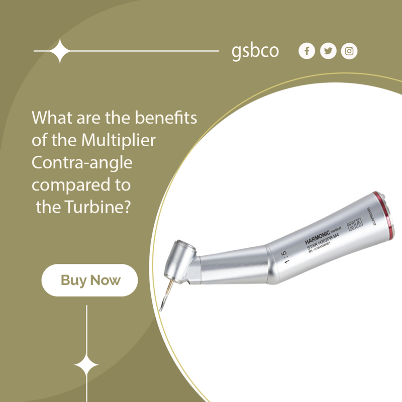 What are the benefits of the Multiplier Contra-angle compared to the Turbine?